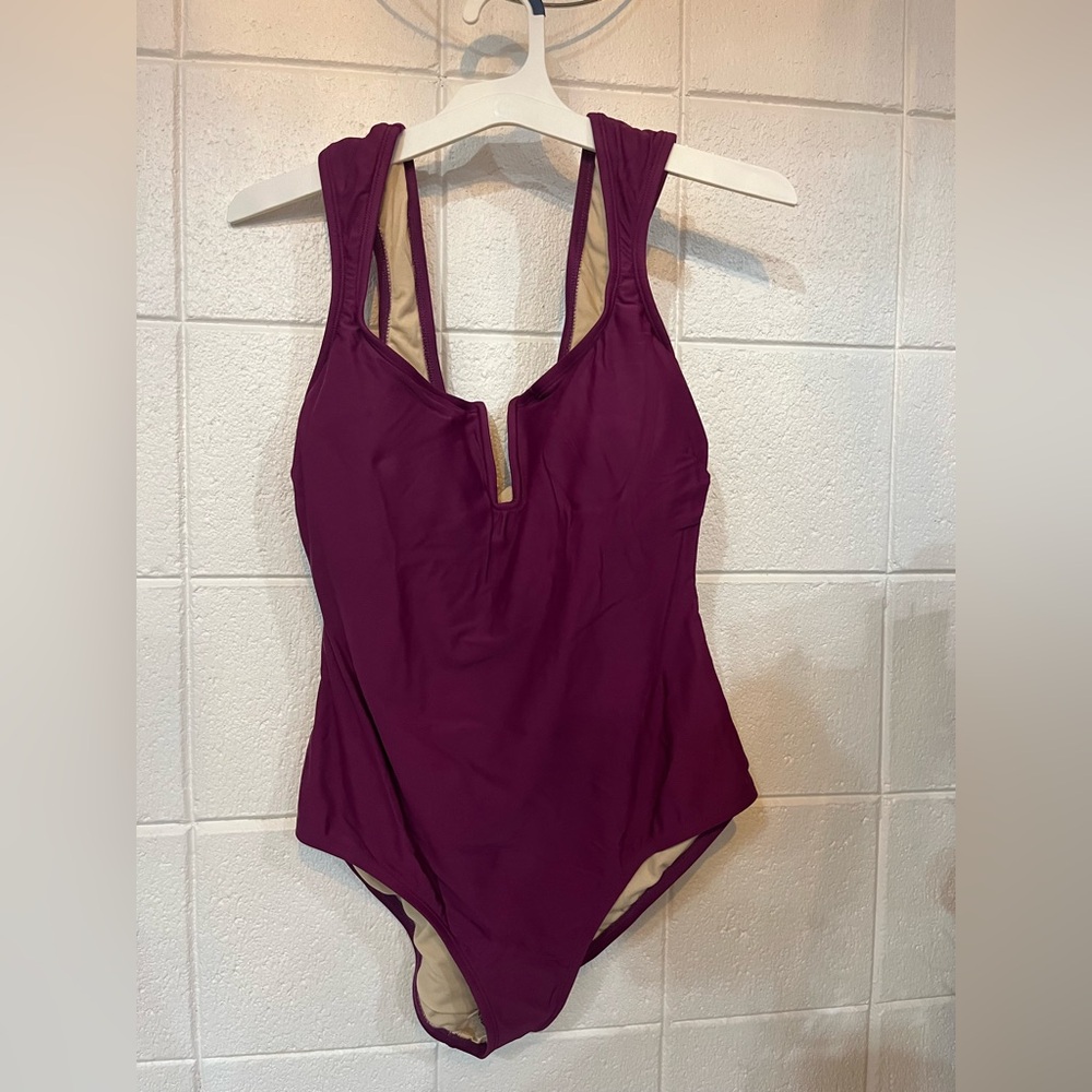 Shade & Shore deep purple One-Piece Swimsuit size L(10-12) - Picture 1 of 4